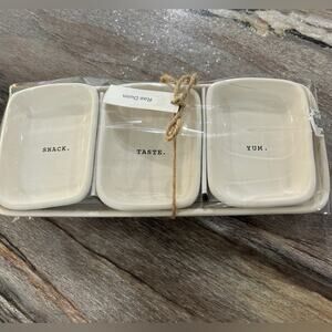 Rae Dunn Serving Set NEW in Package! 
Snack. Taste. Yum